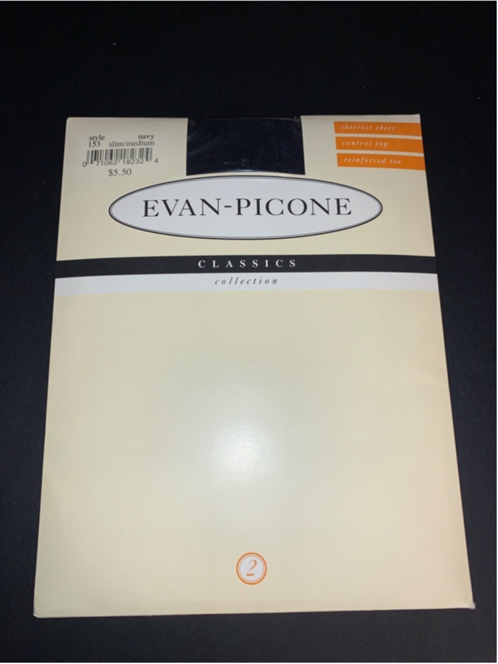 Women's Evan-Picone Navy Sheer Control Top Reinforced Toe Hosiery slim/medium